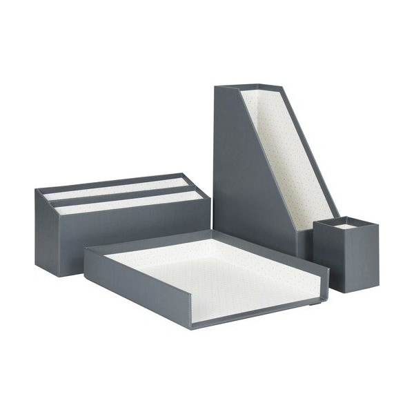 U Brands Desktop Set, Classic Dots, 9-3/4 in Wx12 in Lx4-1/10inH, Gray UBR3204U0002 - main
